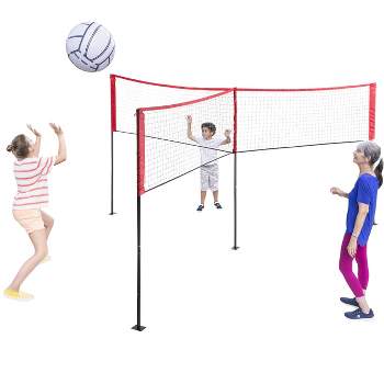 HearthSong Jumbo 3-in-1 Three-Way Game Set Featuring Badminton, Tennis and Volleyball for Kids