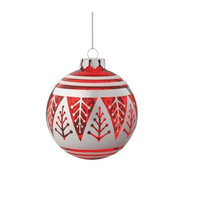 Ganz 3.75" Alpine Chic Christmas Tree Glass Ball Christmas Ornament - Red/Silver