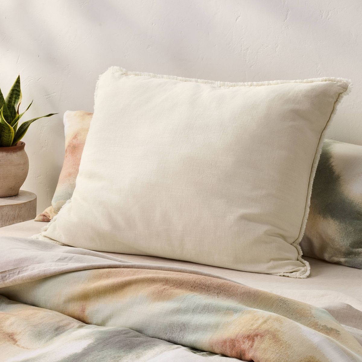 King Euro Heavyweight Linen Blend Decorative Throw Pillow Natural - Casaluna™