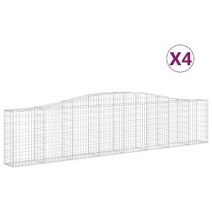 vidaXL Gabion Basket 4 Pcs Silver - Garden Arched Gabion Wall - 157.5” x 11.8” x 31.5”/39.4” - Galvanized Iron - Decorative & Sound-Insulating - 1 of 4