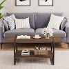 41" Rustic Farmhouse Coffee Table, Modern Minimalist Wood and Metal Living Room Table, 2 Tie Rectangle Center Table with Storage - 3 of 4