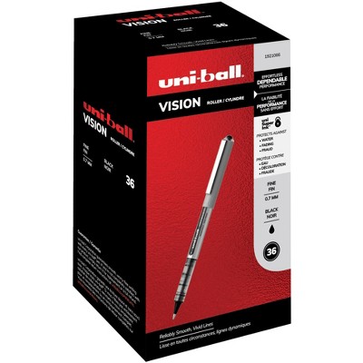 uni-ball Vision Stick Roller Ball Pens, 0.7 mm Fine Tip, Black, pk of 36