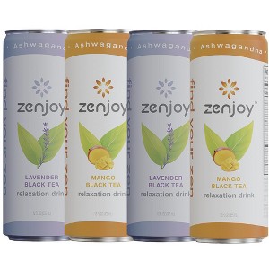 Zenjoy Lavender Black Tea & Mango Black Tea Mixed 4 Pack - Calming Drink with Ashwagandha & Lemon Balm - Non-Alcoholic Beverage - 1 of 1