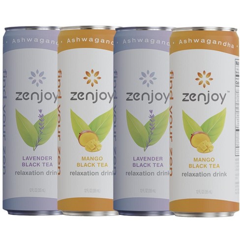 Zenjoy Lavender Black Tea & Mango Black Tea Mixed 4 Pack - Calming Drink with Ashwagandha & Lemon Balm - Non-Alcoholic Beverage - image 1 of 1