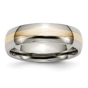 Black Bow Jewelry Titanium and 14K Gold Inlay, 6mm Unisex Band - 1 of 4