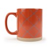 Elanze Designs Modern Plaid Raw Clay Bottom Orange 16 ounce Ceramic Coffee Mugs Set of 4 - 2 of 4