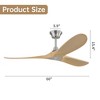 60 Inch Smart Ceiling Fan No Light and Remote/APP/Voice Control Work with Alexa 3 ABS Blades Fan with 3 Downrod 6 Speed Outdoor Indoor Ceiling Fan - 3 of 4