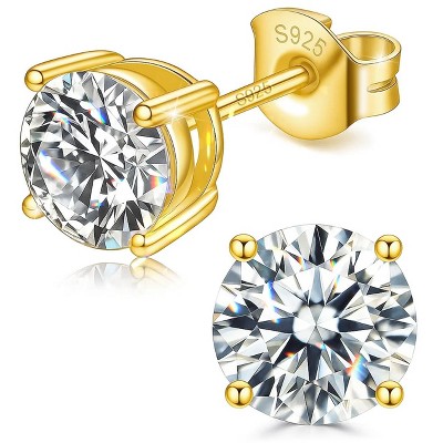 Molenia Moissanite Stud Earrings for Women Men: 18K White Gold 925 Sterling Silver Trendy Earrings Dainty Jewelry Gifts