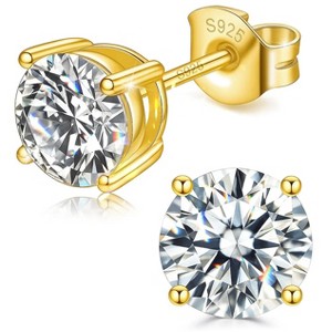 Molenia Moissanite Stud Earrings for Women Men: 18K White Gold 925 Sterling Silver Trendy Earrings Dainty Jewelry Gifts - 1 of 4