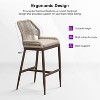 PURPLE LEAF Patio Sunbrella Bar Stools Set of 2 Handwoven Wicker Bar Height Stool Modern Aluminum Outdoor Wicker Barstools with Back and Cushion - 4 of 4