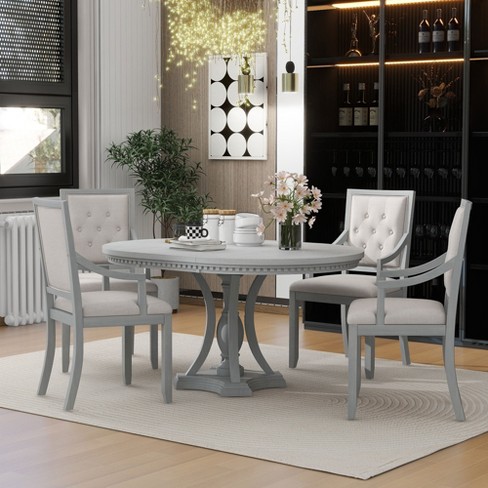 5 Pcs Wood Counter Height Dining Table Set With Integrated 9 Bar Wine  Compartment, Wineglass Holders And Padded Chairs, White-modernluxe : Target