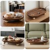 Garnen Kitchen Décor Wooden Tray Acacia Wood Tray for Coffee Table Bathroom Vanity Counter, Oval Pedestal Stand Wood Riser Tray Candle Jewelry Holder - 3 of 4