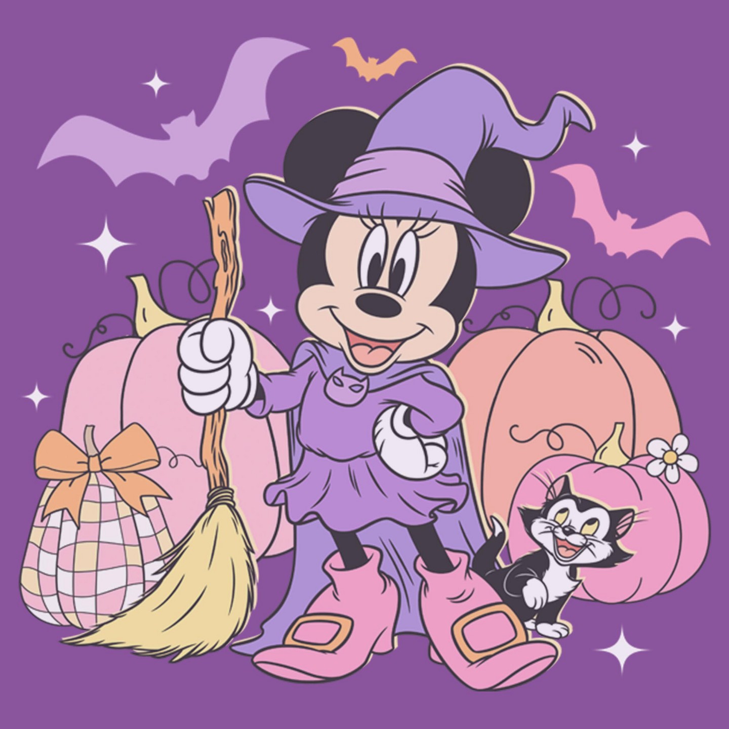 Футболка Mickey Mouse & Friends Minnie Mouse Halloween Witch Costume Bow Pumpkins T Shirt - Purple Berry для девочек, цвет: Фиолетовый — фото 2