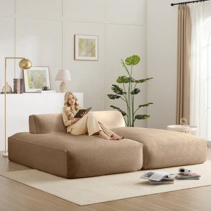 Oversized Modular Sofa Upholstered Sofa Sleeper Sofa, No Assembly Needed, Fully Compressed, Khaki-ModernLuxe - 1 of 4