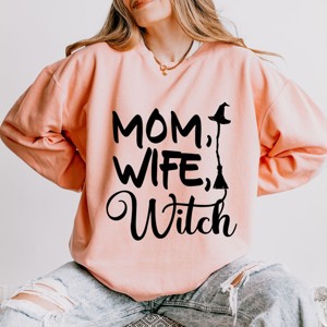 Simply Sage Market Mom Wife Witch Cursive Lightweight Garment Dyed Sweatshirt - 1 of 4