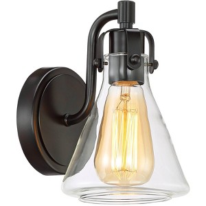 Possini Euro Design Cindy Rustic Vintage Wall Light Sconce Bronze Hardwire 5 1/2" Fixture Clear Glass for Bedroom Bathroom Vanity Reading Living Room - 1 of 4