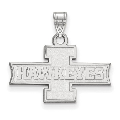 Black Bow Jewelry 14k White Gold Iowa Hawkeyes NCAA Small Pendant