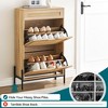Shoe Storage Cabinet with 2 Flip Doors and Drawers, Natural Rattan Shoe Organizer with Metal Legs and Adjustable Shelf - 4 of 4