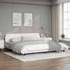 vidaXL Faux Leather King Bed Frame with Headboard - White 76"x79.9" Supportive Plywood Slats - 2 of 4