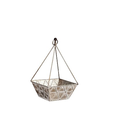 Evergreen Geometric Brushed Iron Planters, Set of 2