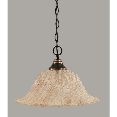 Toltec Lighting Any 1 - Light Pendant in  Black Copper with 17" Italian Ice Shade