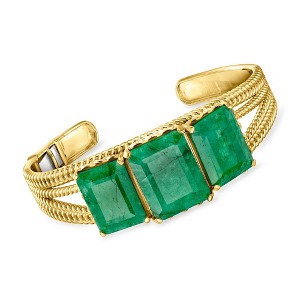 Ross-Simons 30.00 ct. t.w. Emerald Cuff Bracelet in 18kt Gold Over Sterling - 1 of 3