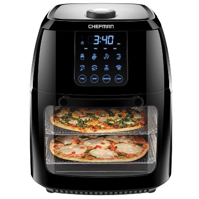 Chefman Compact 6.3-Qt 4-In-1 Digital Air Fryer+, Rotisserie, Dehydrator, Black