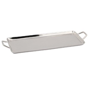 Jiallo Silver Stainless Steel Rectangular tray w/handles 26.75 x 10" - 1 of 3