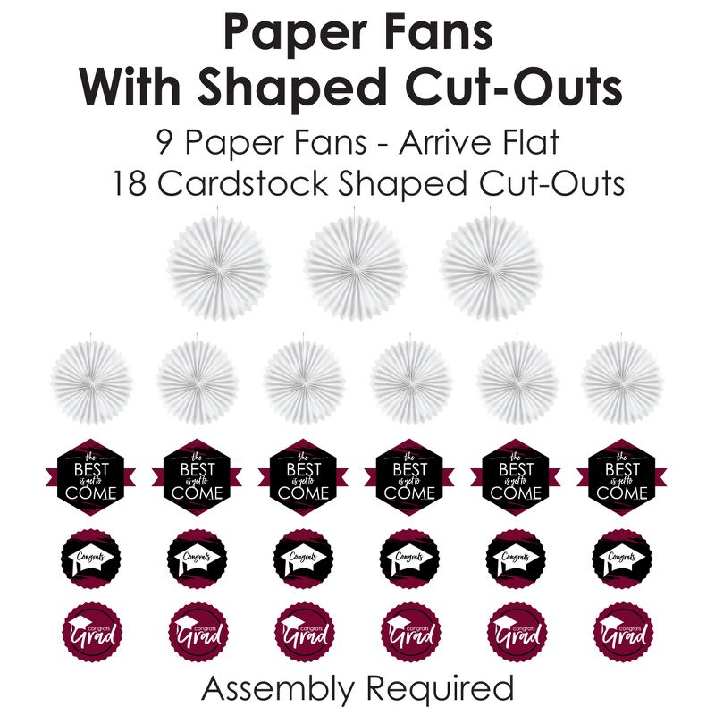 Big Dot of Happiness Maroon Grad - Best is Yet to Come - Hanging  Burgundy Graduation Party Tissue Decoration Kit - Paper Fans - Set of 9, 5 of 9