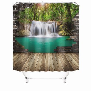 Waterfall On The Wall Shower Curtains for Bathroom Waterproof Fabric Bath Curtain Durable Soft Stylish Bathroom Decor 72x72 Inch - 1 of 1