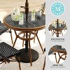 Martha Stewart Lily Pond 31" Round Indoor-Outdoor Bistro Dining Table with Woodgrain Aluminum Finish Frame and Woven Rattan Tabletop - 3 of 4