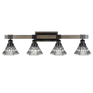 Toltec Lighting Tacoma 4 - Light Vanity in  Black/Painted Wood with 7" Pewter Art Glass Shade - 1 of 1