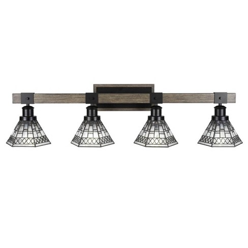 Toltec Lighting Tacoma 4 - Light Vanity in  Black/Painted Wood with 7" Pewter Art Glass Shade - image 1 of 1