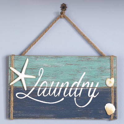 Lakeside Nautical Icons Driftwood Accent Hanging Laundry Room Sign for the Wall