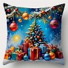 Lomsoe 4pcs Christmas Throw Pillow Covers, Contemporary Style, Zipper Closure, Festive Christmas Ball and Tree Designs, for Living Room Sofa Decor. - 4 of 4