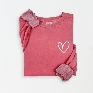 Simply Sage Market Women's Lightweight Garment Dyed Graphic Sweatshirt Embroidered Hand Drawn Heart LC - 1 of 4