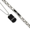 Chisel Stainless Steel Brushed Black IP-plated with Cubic Zirconia DAD 8.75" Bracelet and 24" Necklace Set - 2 of 4