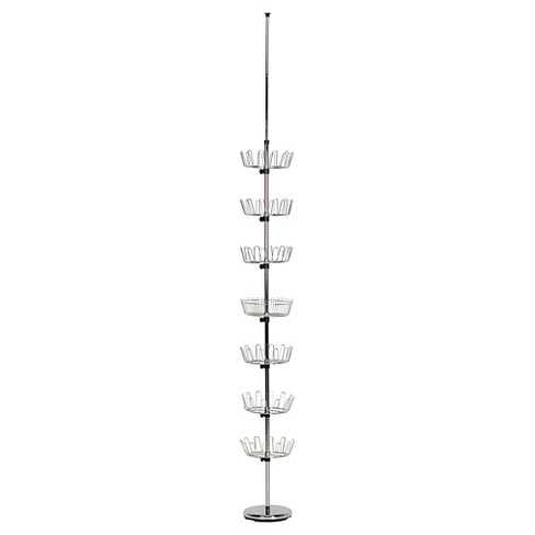 Household Essentials Floor To Ceiling Revolving Shoe Tree 36 Pairs Chrome