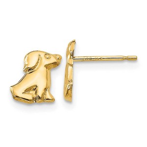 Black Bow Jewelry Kids Small Polished Puppy Earrings in 14k Yellow Gold - 1 of 4