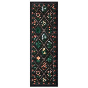 Washable Framhouse Floral Leaf Print Large Living Room Rugs, Soft Ultra Thin Textured Cute Floor Carpet for Bedroom Dining Room Nursery Playroom - 1 of 4