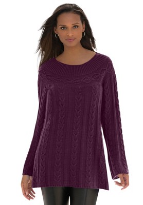 Jessica London Women's Plus Size Cable Sweater Tunic