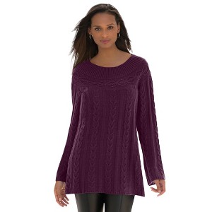 Jessica London Women's Plus Size Cable Sweater Tunic - 1 of 4