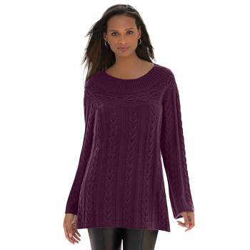Jessica London Women's Plus Size Cable Sweater Tunic