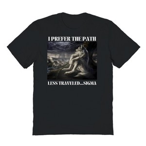 Rerun Island Men's Prefer The Path Less Traveled Short Sleeve Graphic Cotton T-Shirt - Black L - 1 of 4