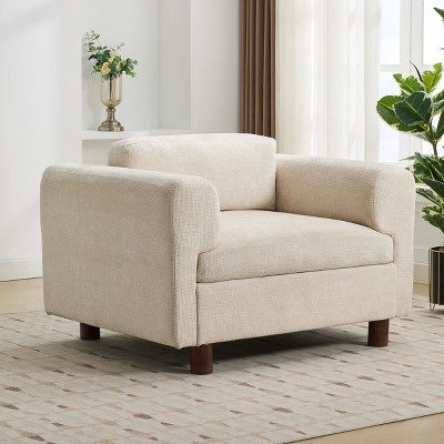 45.5"W Modern Oversized Armchair, Comfy Accent Chair, Woven Velvet Fabric Single Sofa Chair 4S - ModernLuxe