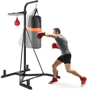 Costway Heavy Duty Boxing Punching Stand W/Heavy Bag & Speed Bag Sandbag Rack Home Gym - 1 of 4