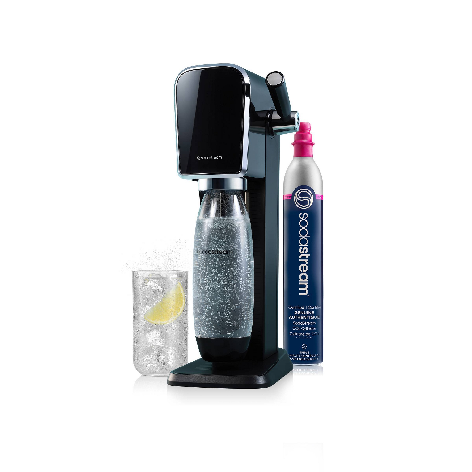 SodaStream Art Sparkling Water Maker with CO2 and Carbonating Bottle Black: Matte Finish, 60L Cartridge, Hand Wash