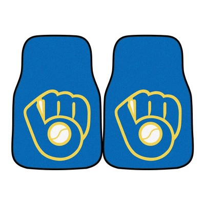 MLB Milwaukee Brewers Carpet Car Mat Set - 2pc