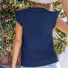 Women's Dreamy Ruffled Cap Sleeve V-Neck Creme Top - Cupshe - 2 of 4