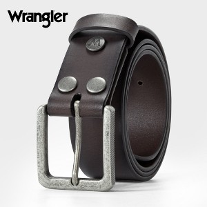 Wrangler Men's Genuine Leather Belt with Removable Sleek Square Center Bar Buckle, 38mm Casual Belt for Jeans, Gift for Men - 1 of 4